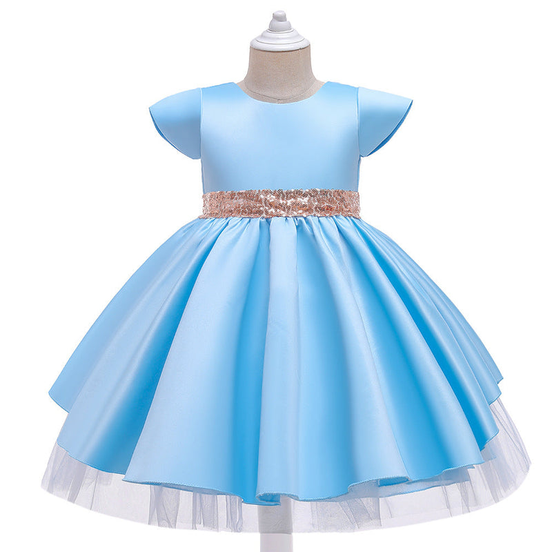 Bowknot Hollow Back Party Wear Dresses For Girls - PrettyKid