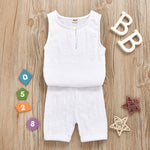 Baby Solid Tank Top And Shorts Two Piece Baby Sets - PrettyKid