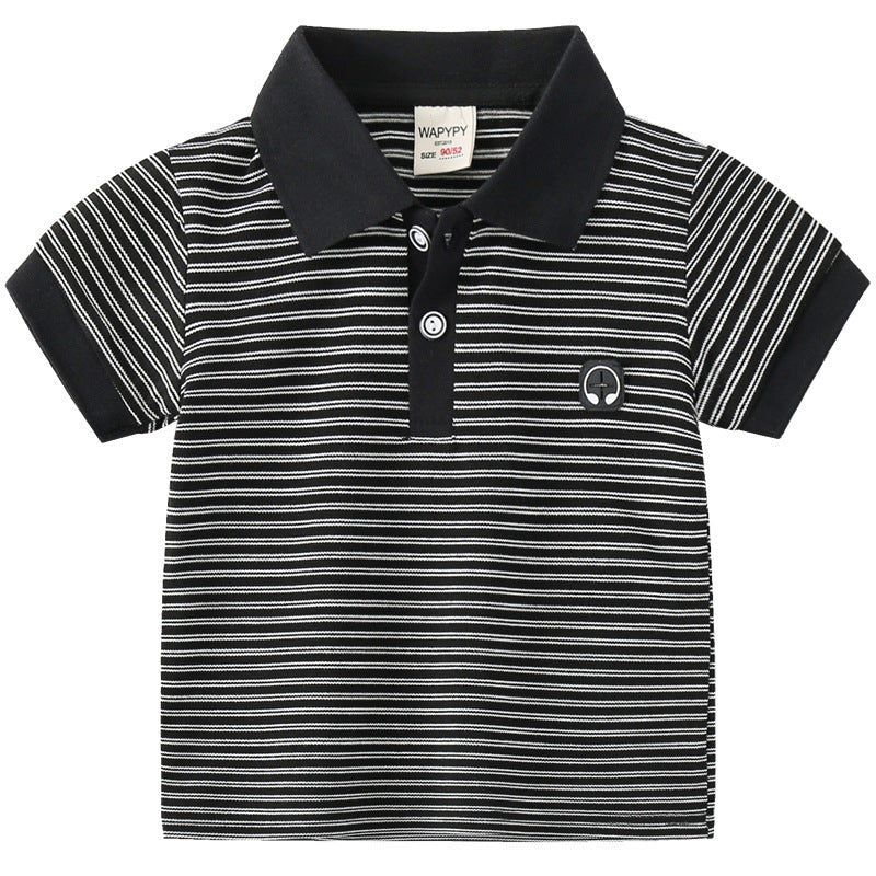 Boys Striped Colorblock Polo Shirt Wholesale Striped Polo Shirts - PrettyKid