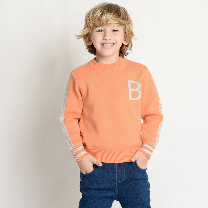 2-7years Toddler Boy Pullover Cotton Round Neck Knitted Wholesale Boys Clothing - PrettyKid