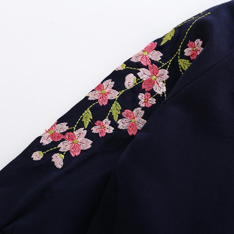 Sakura Embroidery Long Sleeve Mesh Tulle Dresses - PrettyKid
