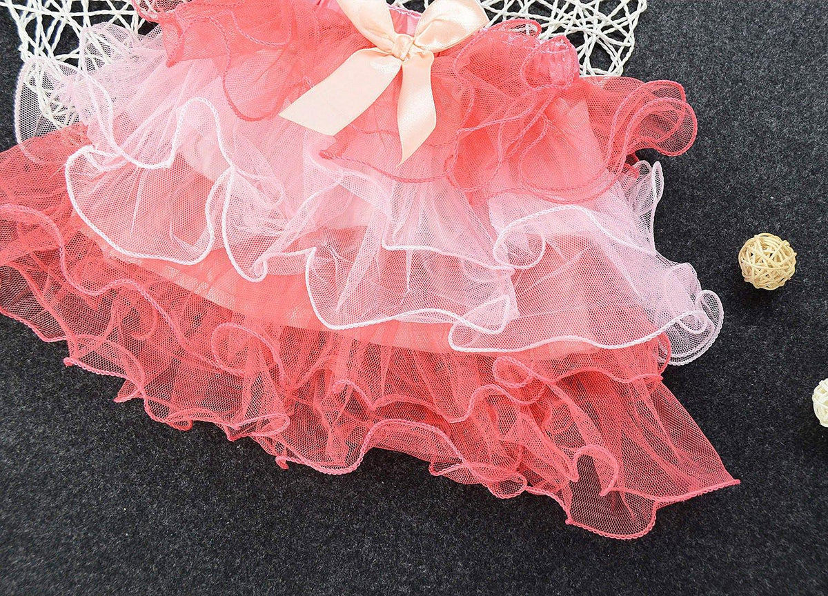 Toddler Girls Letters Print Top Cake Tutu Dress Pleated Princess Skirt - PrettyKid