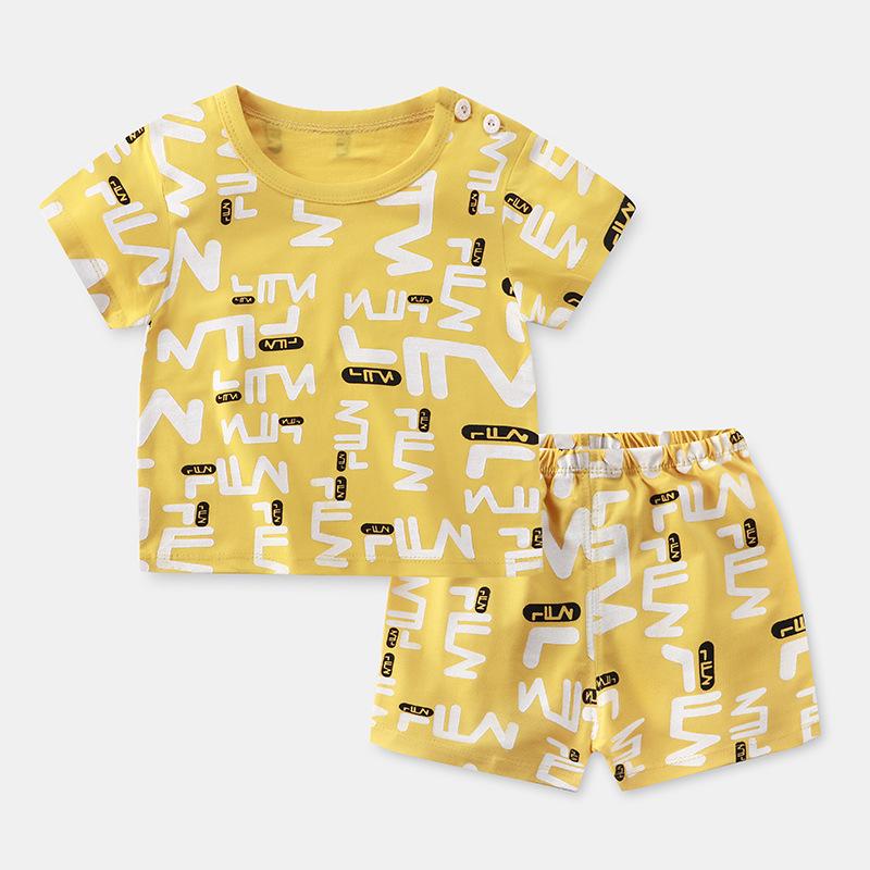 Grow Boy Letter Pattern Pajamas Sets - PrettyKid