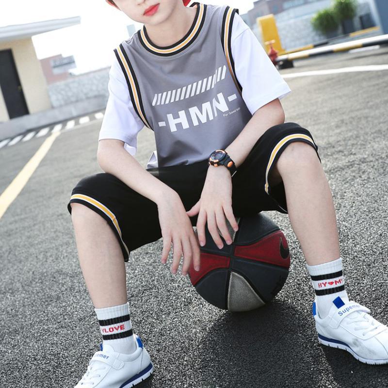 Kid Boy Sports Contrast Color Top & Shorts - PrettyKid