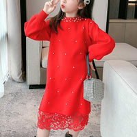 Sweet Solid Sweater Dress for Toddler Girls - PrettyKid