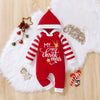 0-18M Baby Onesies Christmas Stripes Letters Printed Two Tone Hooded Romper Wholesale Baby Clothes In Bulk - PrettyKid