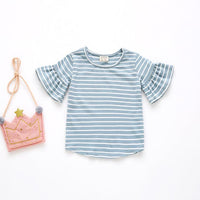 9M-4Y Striped Flared Sleeve Tops Toddler Girl Wholesale Boutique Clothing - PrettyKid