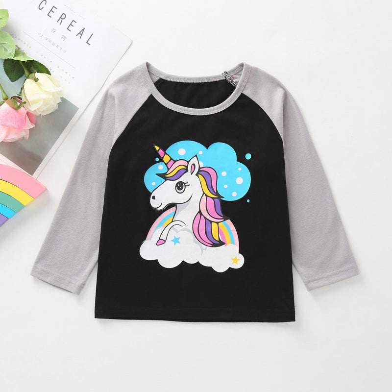 Baby And Toddler Unicorn Print Raglan Sweatshirt - PrettyKid