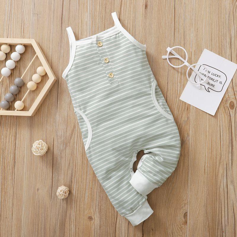 New Born Baby Striped Cami Jumpsuit - PrettyKid