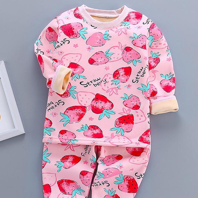 2-piece Strawberry Pattern Pajamas Sets for Toddler Girl - PrettyKid