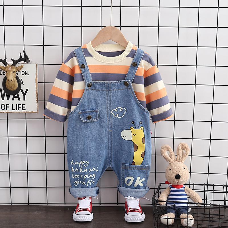 2-piece Striped Sweatshirts & Dungarees for Children Boy - PrettyKid