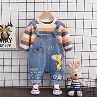 2-piece Striped Sweatshirts & Dungarees for Children Boy - PrettyKid