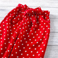 Toddler Girl Sleeveless Top & Polka Dot Belted Pants - PrettyKid