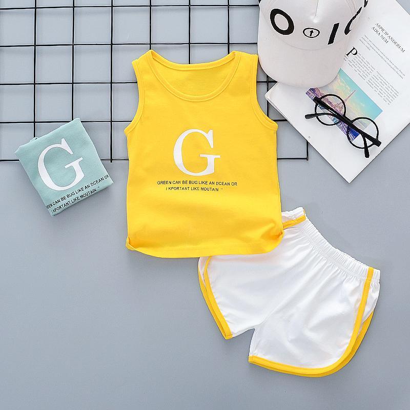 2-piece Letter Pattern Vest & Shorts for Children Boy - PrettyKid