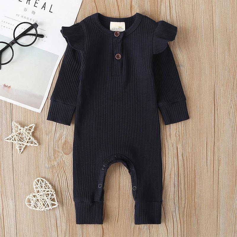 New Born Girl Ruffle Ribbed Jumpsuit - PrettyKid