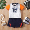 Toddler Boy Letter Print Striped T-shirt & Shorts - PrettyKid