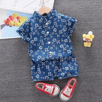 2-piece Floral Short Sleeve Shirt & Floral Shorts for Children Boy - PrettyKid