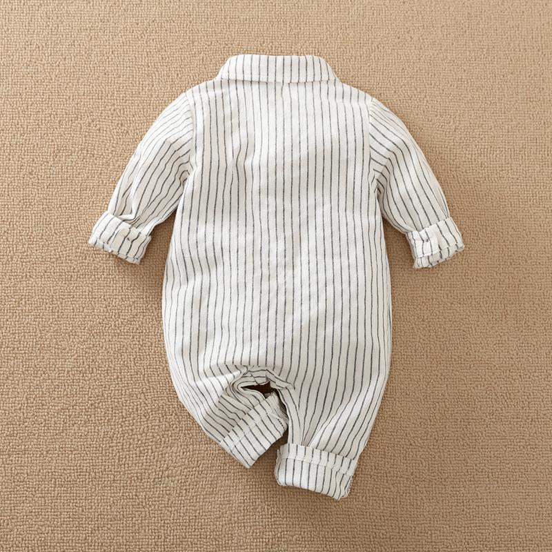 Bow Decor Striped Jumpsuit for Baby Boy - PrettyKid