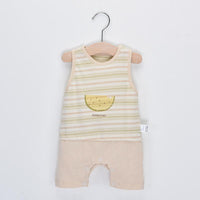 Baby Boy Watermelon Pattern Striped Sleeveless Bodysuit - PrettyKid