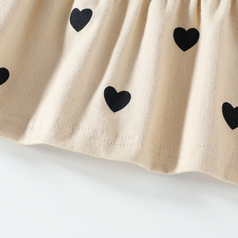 Wholesale Kids Girls Heart Pattern Long Sleeve Dress in Bulk - PrettyKid
