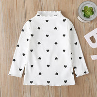 Cute Loving Heart Ruffled-neck T-shirt - PrettyKid