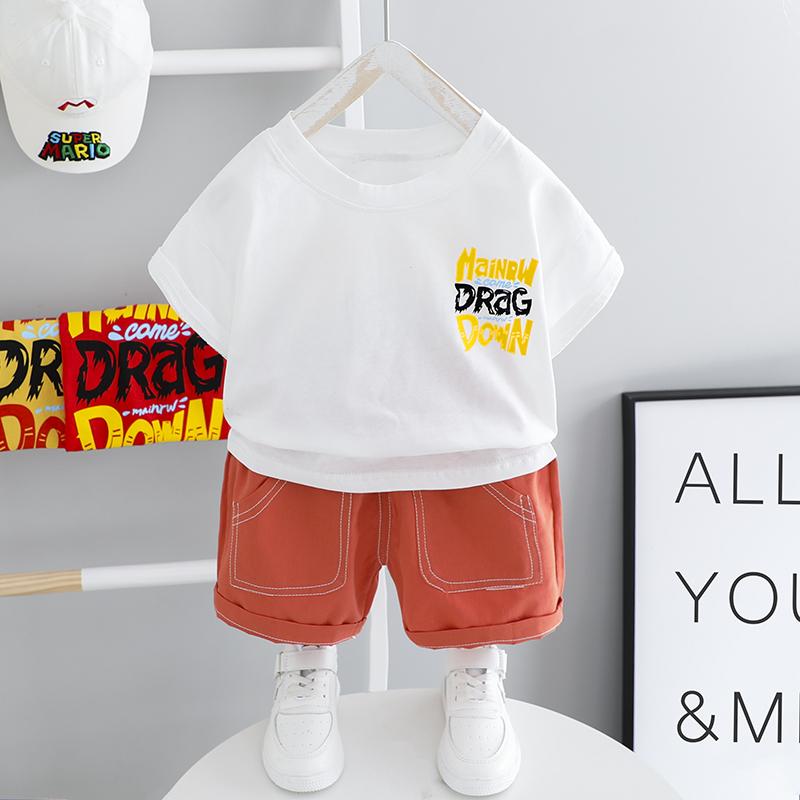 2pcs Fashion Letter Print T-shirt and Pants Wholesale children's clothing - PrettyKid