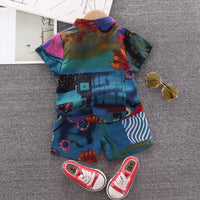 Toddler Boy Floral Shirt Suit - PrettyKid