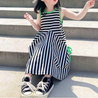 Toddler Girl Sleeveless Striped Dress - PrettyKid