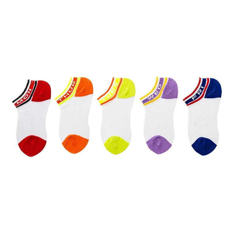 Girl 5pairs Letter Print Mesh Socks - PrettyKid