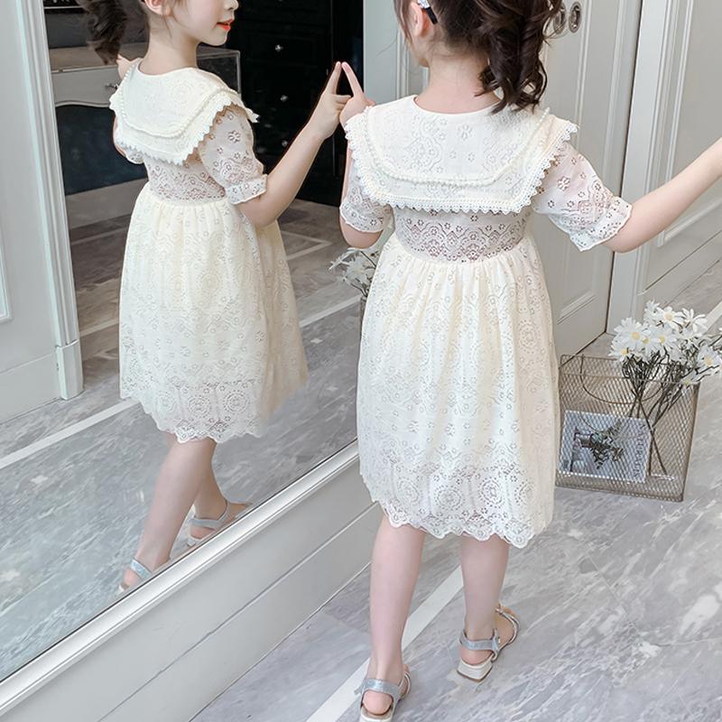 Girl Lace Pattern Doll Collar Summer Dress Children's Clothing - PrettyKid