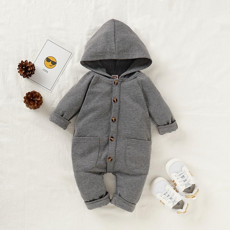 Solid Hooded Jumpsuit for Baby - PrettyKid