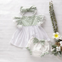 3-Piece Ruffled Top, Bow Decor Shorts and Headband - PrettyKid