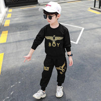 2-piece Letter Pattern Sweatshirts & Pants for Boy - PrettyKid