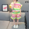 Toddler Girl 2pcs Stripes Pattern Summer Suit T-Shirt & Shorts Wholesale Children's Clothing - PrettyKid
