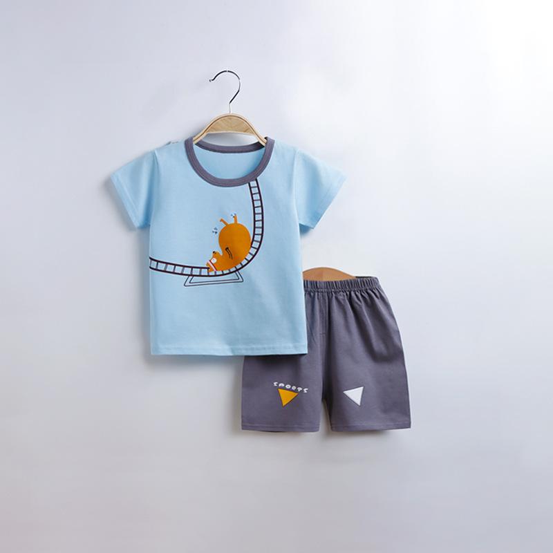 Toddler Boy Cartoon Animal Pattern Pajama Top & Shorts - PrettyKid