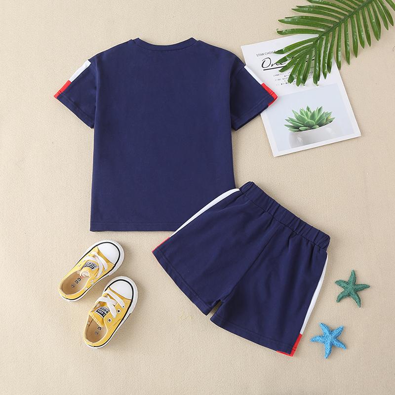 Toddler Boy Sporty Colorblock T-shirt & Shorts Wholesale Children's Clothing - PrettyKid