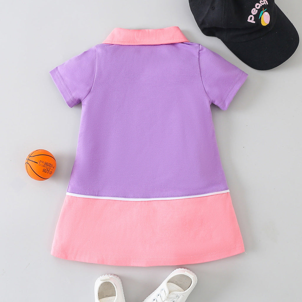 3-24M Patchwork Colorblock Lapel Collar Wholesale Baby Clothing Baby Girl Outfit Sets - PrettyKid