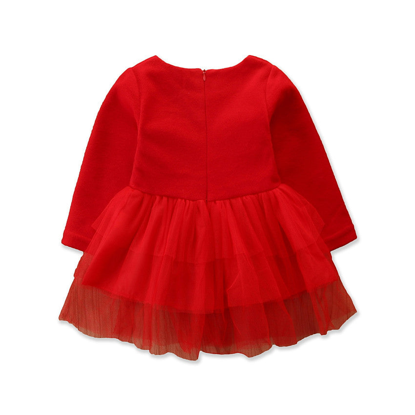 Christmas Print Mesh Red Baby Girl Tutu Dress - PrettyKid