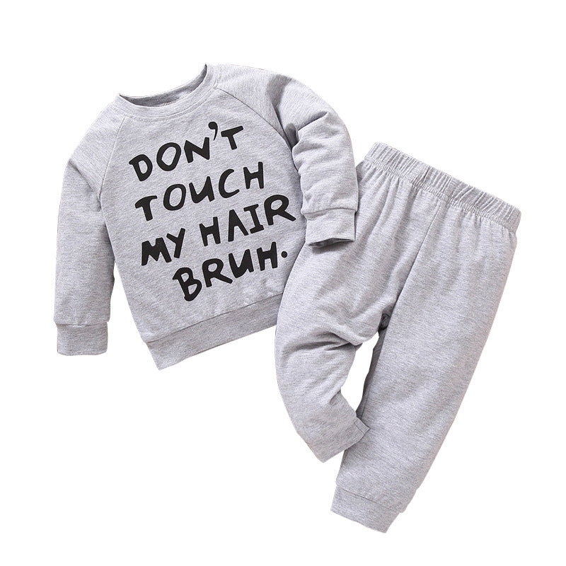 Baby Boy Letter Print Sweatshirt And Trousers Baby Boy Sets KS166893 - PrettyKid