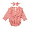 Baby Girl Lace-Trimmed Bow Bodysuit And Headband Baby Girl Jumpsuit - PrettyKid