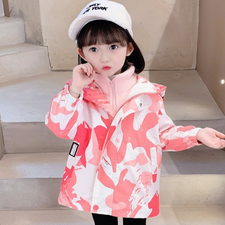 Camo Print Zipped Kid Girls Jackets And Cardigan Wholesale Girls Clothes - PrettyKid