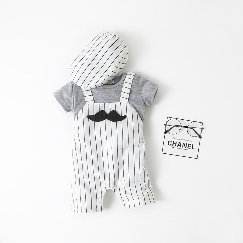 Baby Striped Rompers & Hat Two Pieces Set Wholesale - PrettyKid