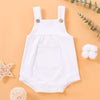 Baby Girl Solid Color Ribbed Suspender Bodysuit Baby One Piece Jumpsuit - PrettyKid