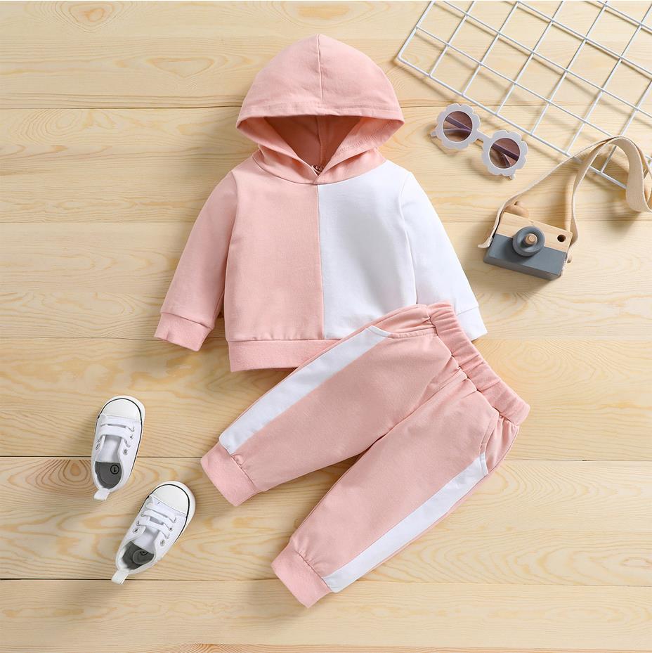 Color Blocking Hooded & Pants Wholesale Baby Girls Sets - PrettyKid