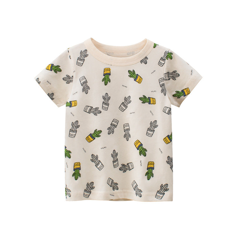 Boys Letter Printing Car Dinosaur Pattern Short Sleeves T-Shirt Wholesale Toddler Boy Tops - PrettyKid