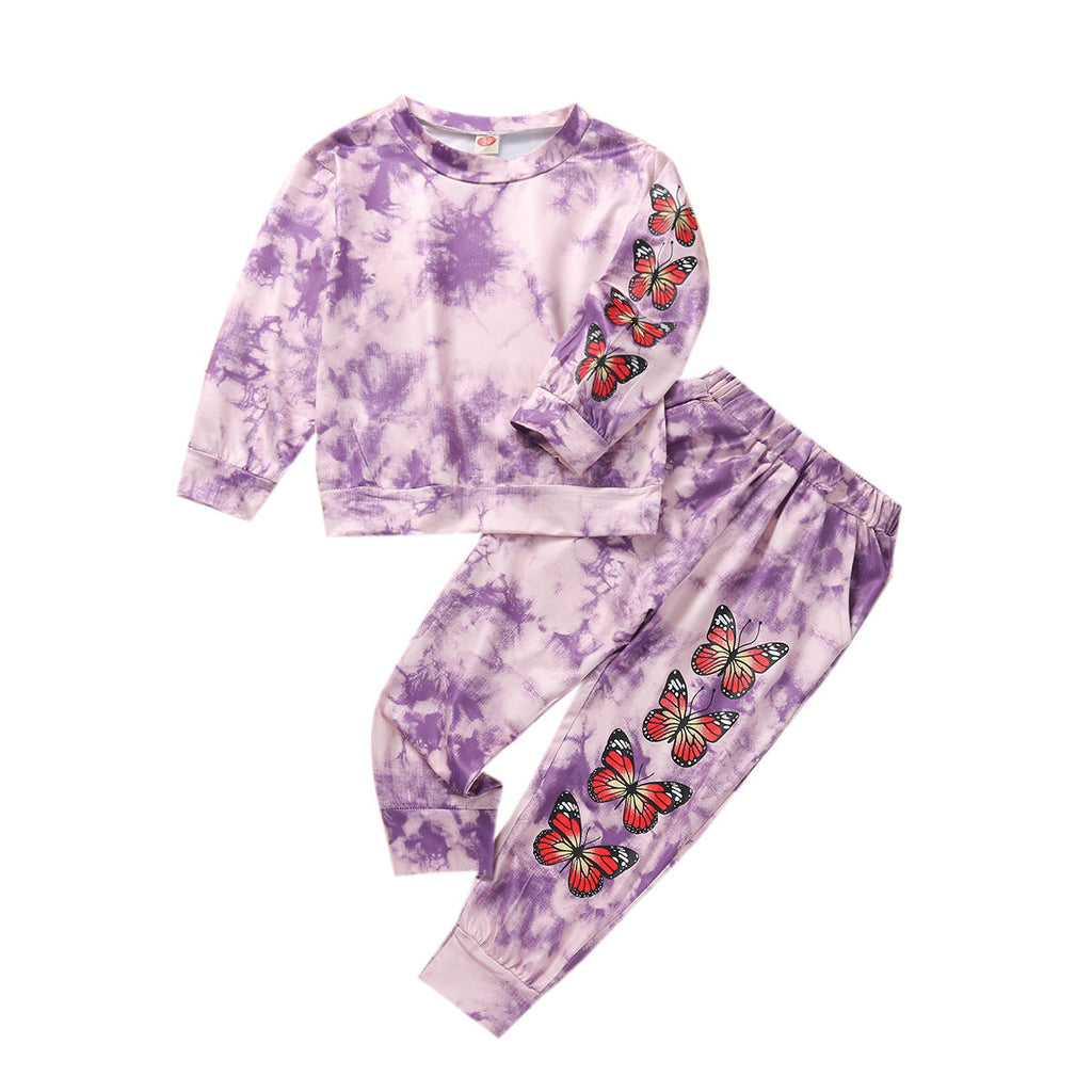 2 Pieces Set Top And Trousers Tie Dye Wholesale Little Girls Clothes - PrettyKid