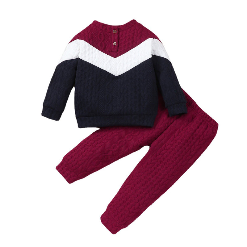 Boy Colorblock Sweater And Pants Toddler Boy Sets - PrettyKid