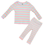 9M-5Y Toddler Girls Pajamas Sets Striped Ribbed Top & Pants Wholesale Girls Fashion Clothes - PrettyKid