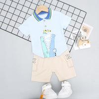 Baby Boys Crocodile Polo Shirt And Shorts Baby Outfit Sets - PrettyKid