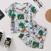 Boy Letter & Dinosaur Print Pullover And Shorts Toddler Outfit Sets - PrettyKid
